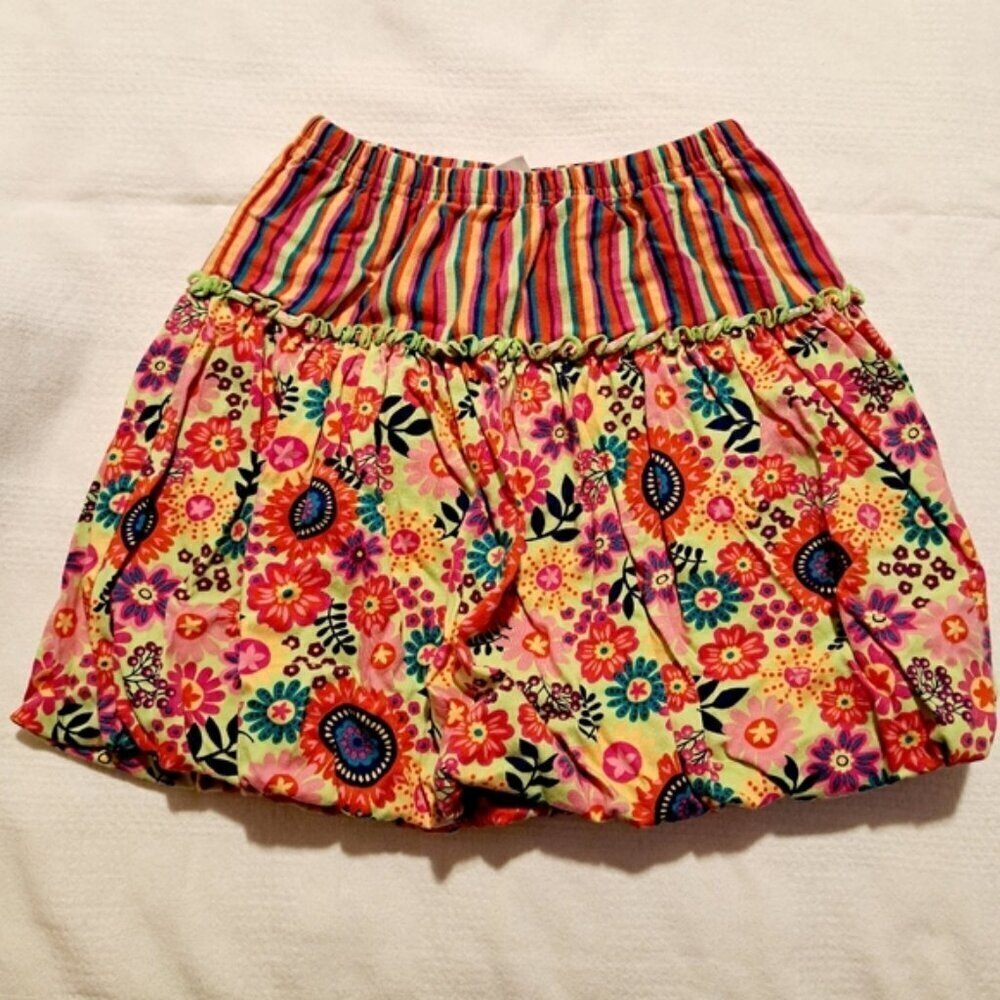 Hanna Andersson girls size 110 floral & striped skirt, poufy bottom, VGUC